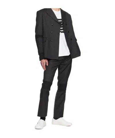 Junya Watanabe Cropped Smocked-panel Trousers In Black