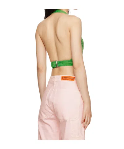 Heron Preston Distressed Cotton Corset Top In Green
