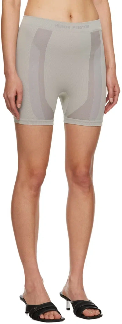 Heron Preston Gray 3d Ribbing Shorts In Gray