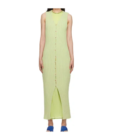Baserange Loulou Ribbed-knit Maxi Dress In Green