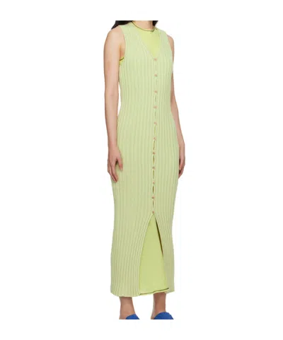 Baserange Loulou Ribbed-knit Maxi Dress In Green