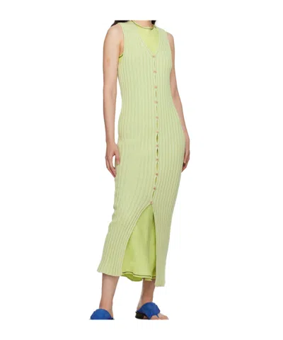 Baserange Loulou Ribbed-knit Maxi Dress In Green