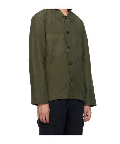 Officine Generale Harrison Wool And Cashmere-blend Felt Overshirt In Green