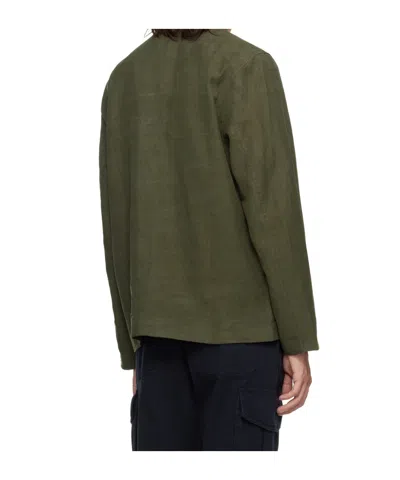 Officine Generale Harrison Wool And Cashmere-blend Felt Overshirt In Green