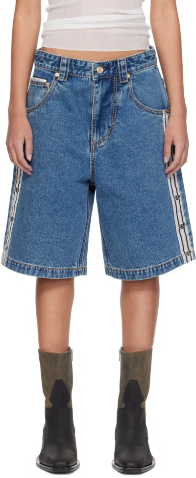 Eytys Ssense Exclusive Indigo Keanu Tape Denim Shorts In Blue