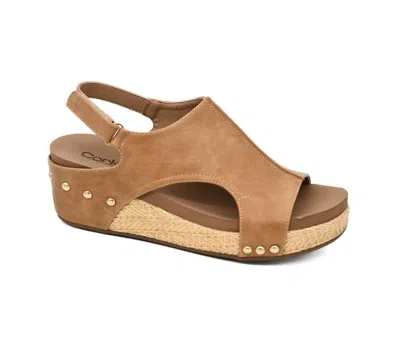 Corkys Footwear Women's Volta Ii Solid Wedge Sandals In Caramel