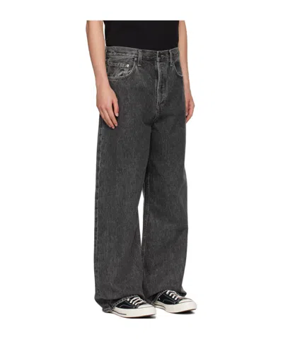 Agolde Denim Trousers With Belt Loops In Gray