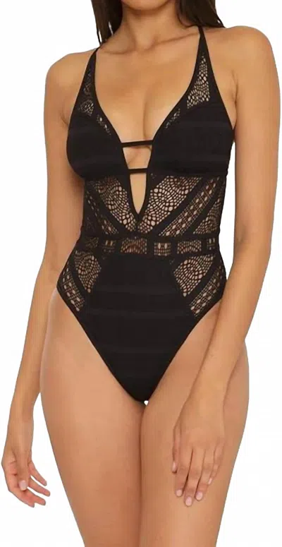 Becca By Rebecca Virtue Color Play Cochet Paislee High Leg One-piece Swimsuit In Black
