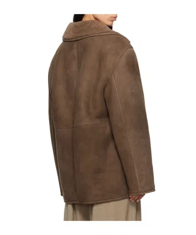 Loulou Studio Shearling Lapin Collar Jacket In Brown