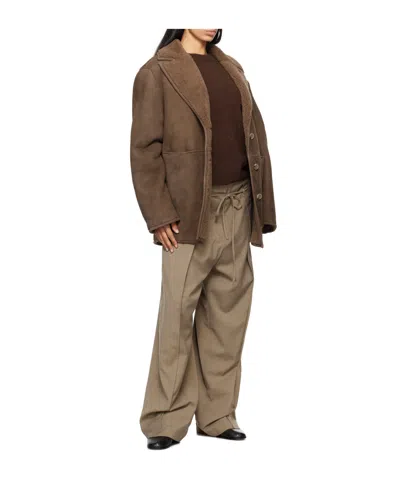 Loulou Studio Shearling Lapin Collar Jacket In Brown