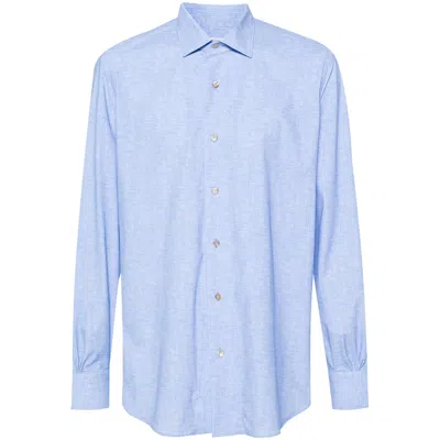 Mazzarelli Freetime Stretch-jersey Shirt In Blue
