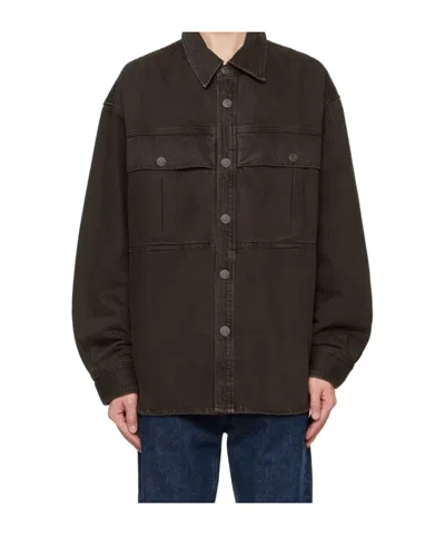 Agolde Long Sleeve Denim Shirt In Green