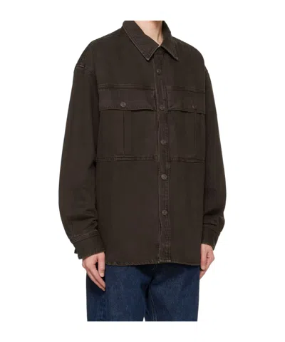 Agolde Long Sleeve Denim Shirt In Green