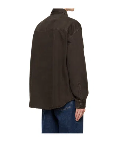 Agolde Long Sleeve Denim Shirt In Green