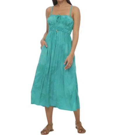 Khush Smocked Midi Dress In Teal