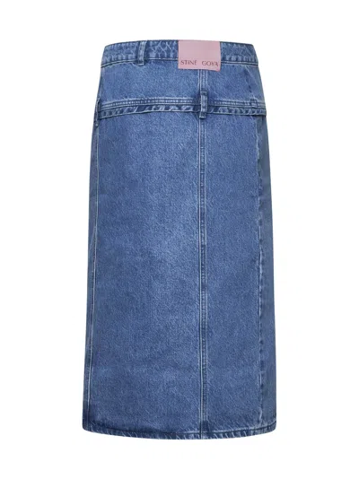 Stine Goya Buttoned Midi Skirt In Blue