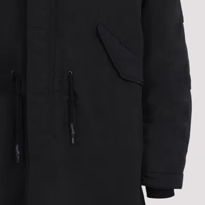 Junya Watanabe Ribbed Cuff Drawstring Coat In Black