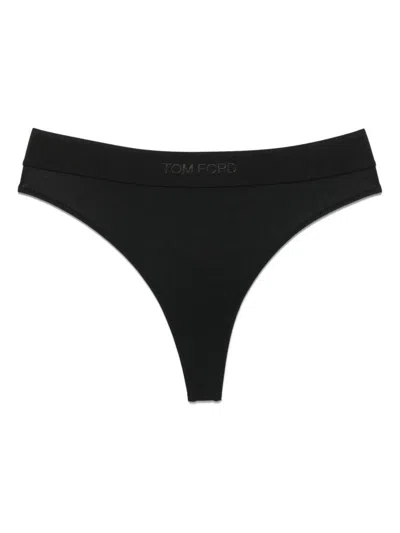 Tom Ford Signature Elastic Waistband Thong In Black