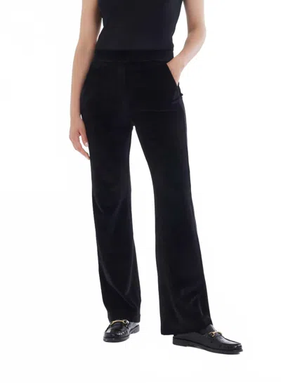 Majestic Velour Wide Leg Pants In Noir In Black