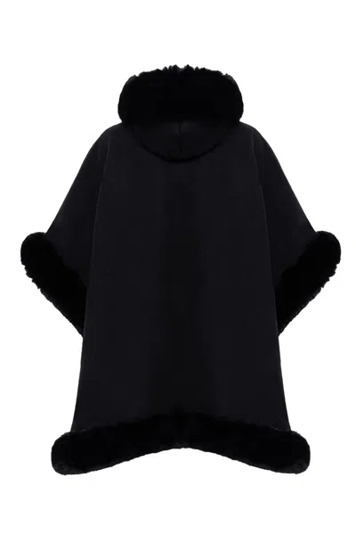 Blugirl Short-sleeved Hooded Cape In Black