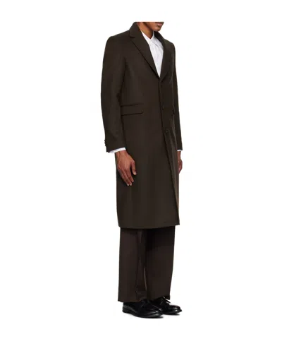 Officine Generale Ionas Brushed Wool And Cashmere-blend Felt Coat In Brown