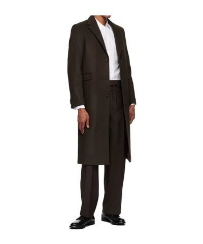 Officine Generale Ionas Brushed Wool And Cashmere-blend Felt Coat In Brown