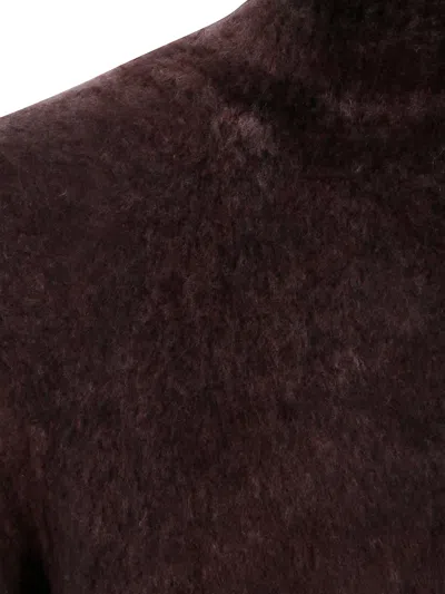 Avant Toi Hand Painted Brushed Cotton High Neck Pullover In Brown