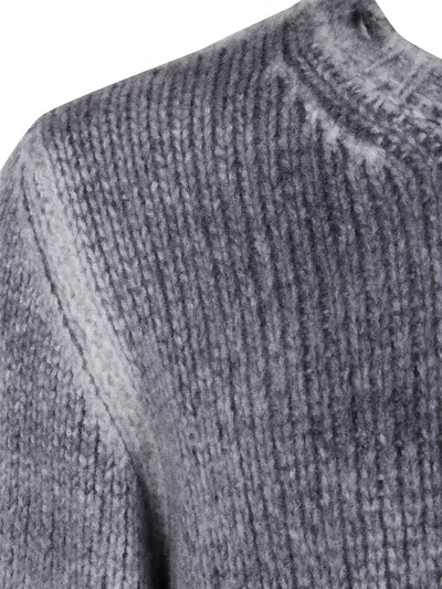 Avant Toi Hand Painted Round Neck Pullover In Cashmere Silk With Destr