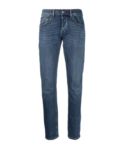 Dondup Trousers With Belt Loops And Contrast Stitching In Blue