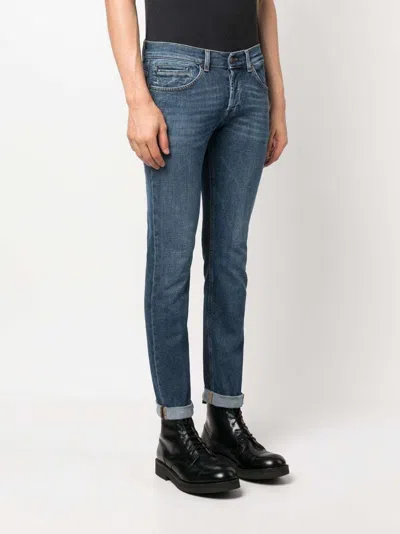 Dondup Trousers With Belt Loops And Contrast Stitching In Blue