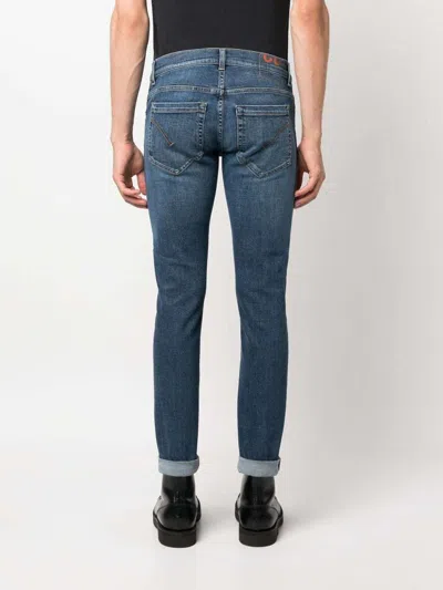 Dondup Trousers With Belt Loops And Contrast Stitching In Blue