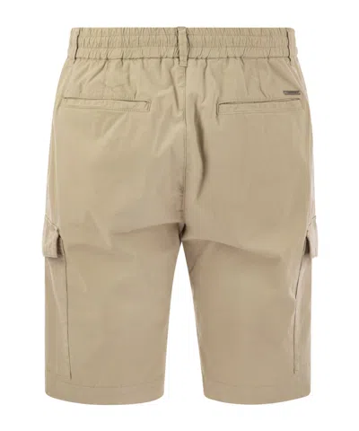 Peserico Men's Lightweight Cotton Lyocell Canvas Jogger Bermuda Shorts In Brown