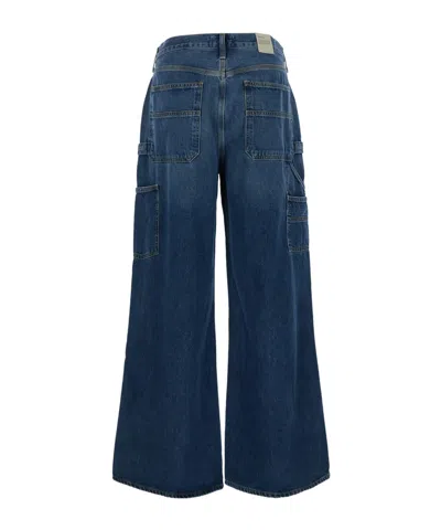 Agolde Blue Wide Jeans With Patch Pockets In Blue
