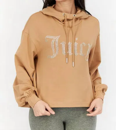 Juicy Couture Big Bling Balloon Sleeve Hoodie In Tan In Brown