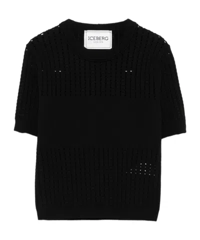 Iceberg Round-neck Knitted Sweater In Black