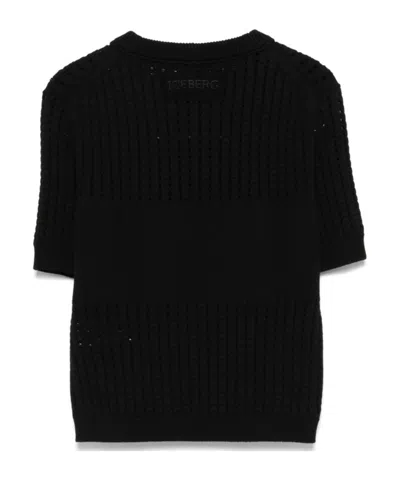 Iceberg Round-neck Knitted Sweater In Black