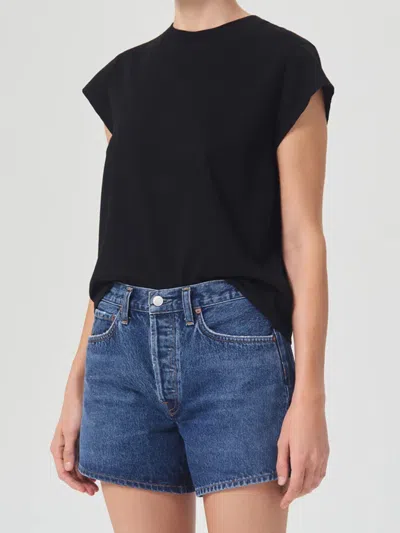 Agolde Short Sleeved Crewneck T-shirt In Black