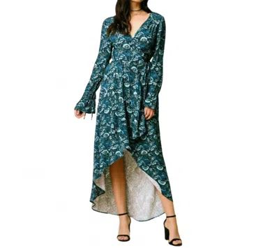 Band Of The Free Jewel Floral Wrap Maxi Dress In Teal In Multi