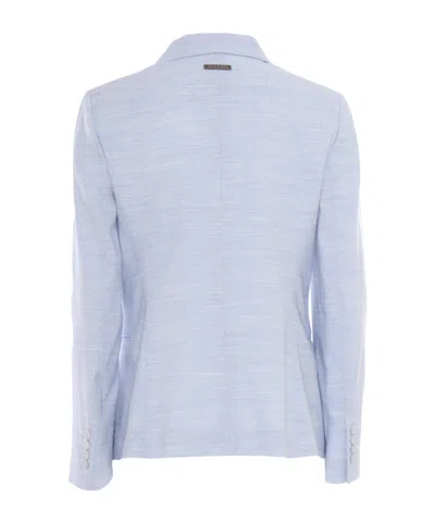 Peserico Pointed Lapel Suit Jacket In Blue