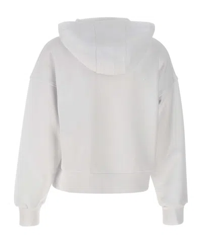 Iceberg White Cotton Hoodie With Pouch Pocket