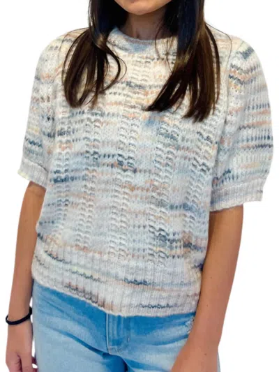 Design History Aubrey Short Sleeve Sweater In Multicolor