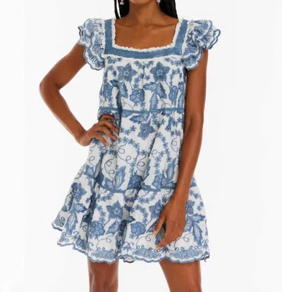 Allison New York Faye Flutter Sleeve Mini Dress In Coronet Blue In Blue