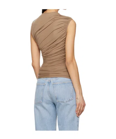 Agolde Gathered Detail Vest In Brown