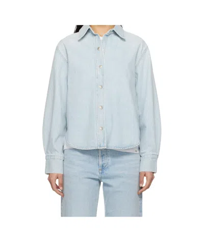Agolde Long Sleeve Denim Shirt In Blue