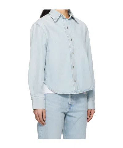 Agolde Long Sleeve Denim Shirt In Blue