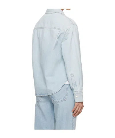 Agolde Long Sleeve Denim Shirt In Blue