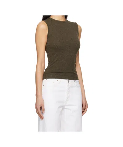 Agolde Stretch Ribbed-knit Vest In Green