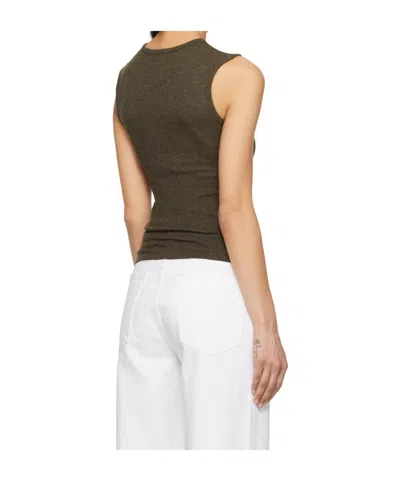Agolde Stretch Ribbed-knit Vest In Green