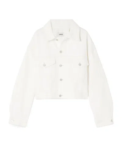 Agolde Button Cropped Denim Jacket In White