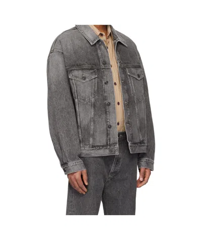 Agolde Button Denim Jacket In Gray